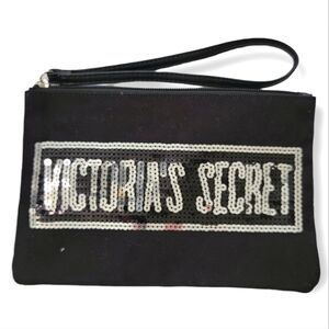 Victoria's Secret Sequin Clutch Fabric 9x6 Black Bag